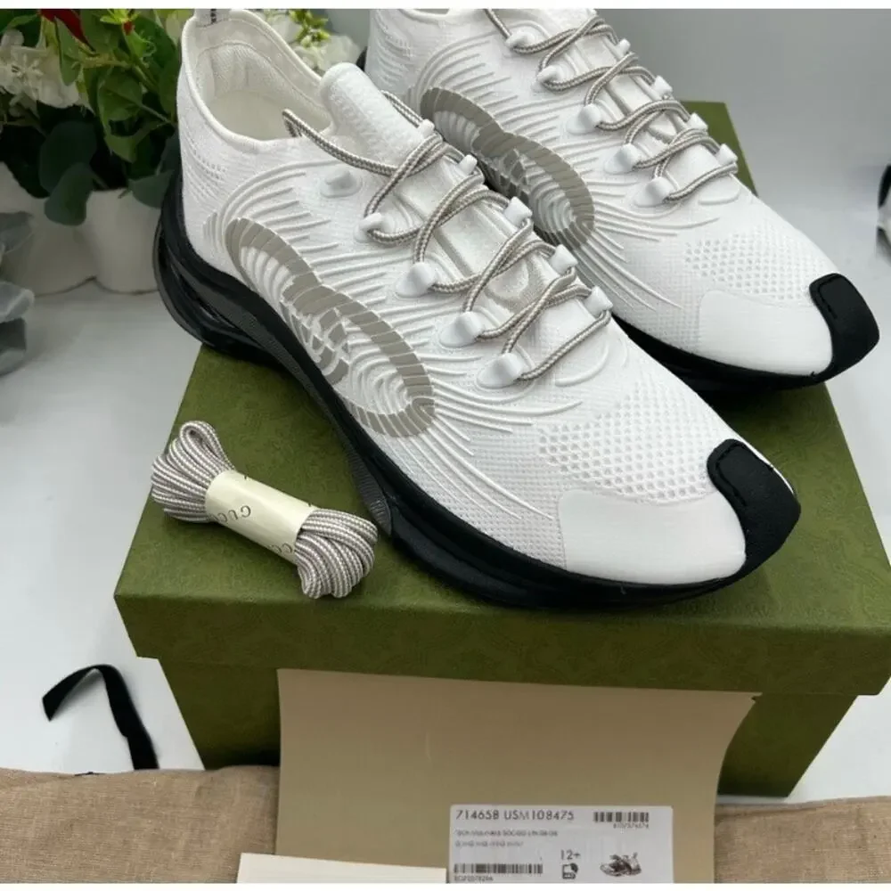 Men's Gucci run white/gray/black sneakers size 12.5 made in Italy